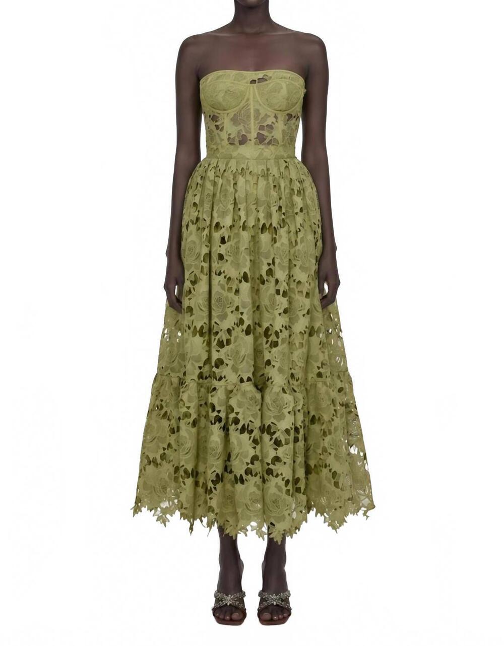 NEW PRODUCTSEEKER embroidered midi dress in olive